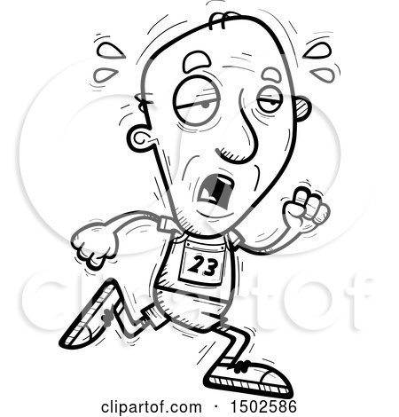 Clipart of a Tired Running Senior Male Track and Field Athlete - Royalty Free Vector Illustration by Cory Thoman