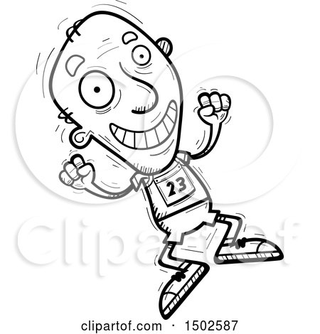 Clipart of a Jumping Senior Male Track and Field Athlete - Royalty Free Vector Illustration by Cory Thoman