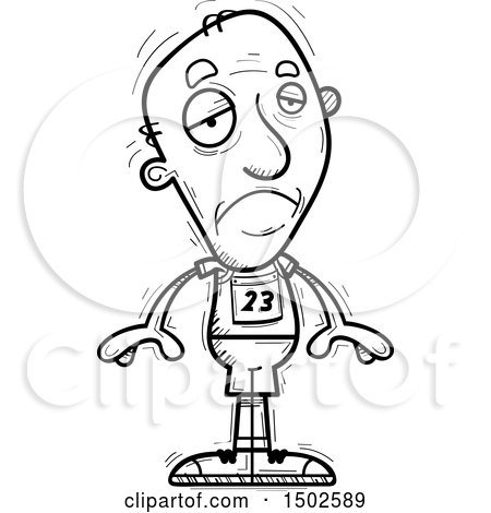 Clipart of a Sad Senior Male Track and Field Athlete - Royalty Free Vector Illustration by Cory Thoman