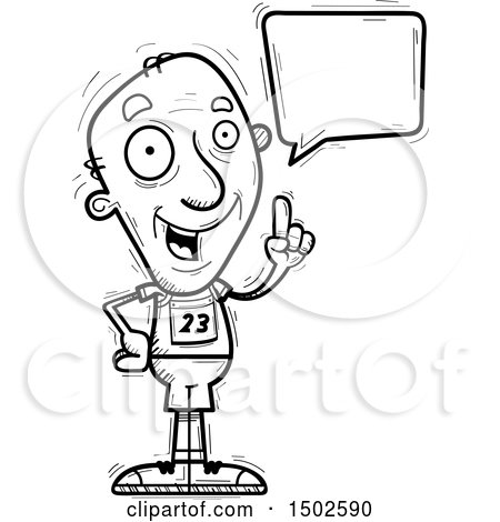 Clipart of a Talking Senior Male Track and Field Athlete - Royalty Free Vector Illustration by Cory Thoman