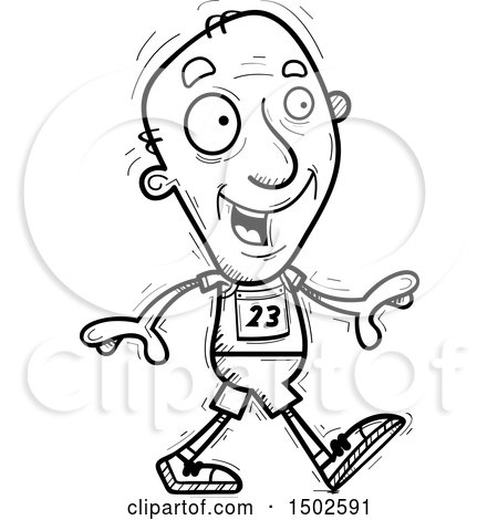 Clipart of a Walking Senior Male Track and Field Athlete - Royalty Free Vector Illustration by Cory Thoman