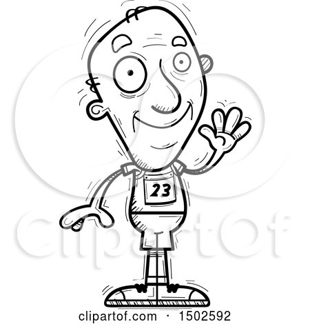 Clipart of a Waving Senior Male Track and Field Athlete - Royalty Free Vector Illustration by Cory Thoman