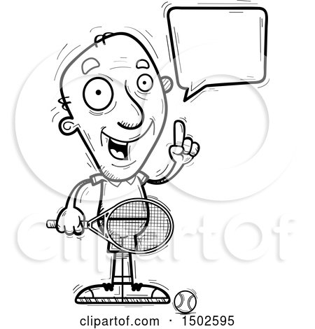 Clipart of a Talking  Senior Male Tennis Player - Royalty Free Vector Illustration by Cory Thoman