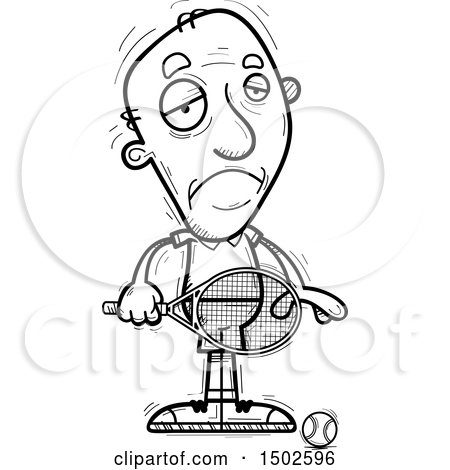 Clipart of a Sad  Senior Male Tennis Player - Royalty Free Vector Illustration by Cory Thoman