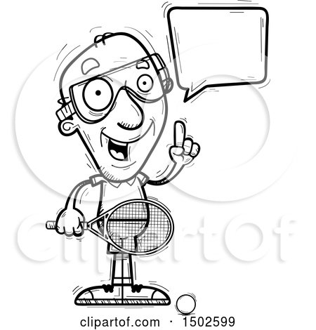 Clipart of a Talking  Senior Man Racquetball Player - Royalty Free Vector Illustration by Cory Thoman
