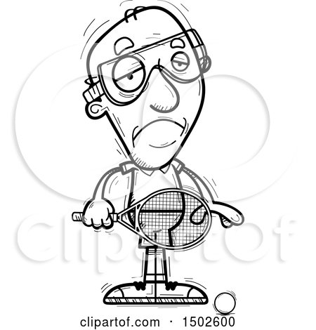 Clipart of a Sad  Senior Man Racquetball Player - Royalty Free Vector Illustration by Cory Thoman
