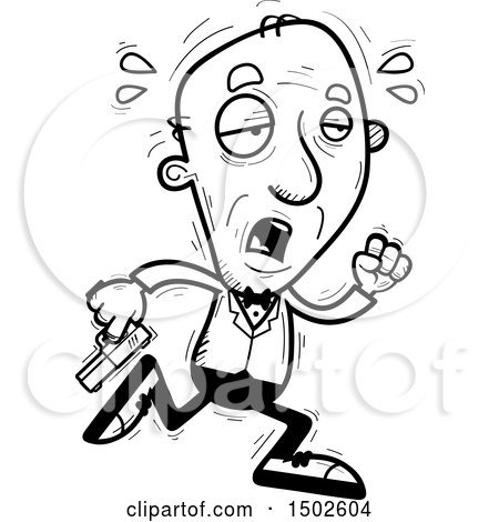Clipart of a Tired Running  Senior Male Spy - Royalty Free Vector Illustration by Cory Thoman