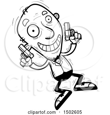 Clipart of a Jumping  Senior Male Spy - Royalty Free Vector Illustration by Cory Thoman