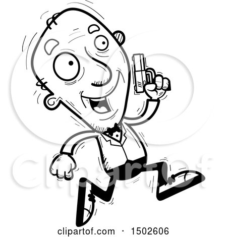 Clipart of a Running  Senior Male Spy - Royalty Free Vector Illustration by Cory Thoman