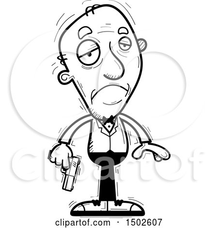 Clipart of a Sad  Senior Male Spy - Royalty Free Vector Illustration by Cory Thoman