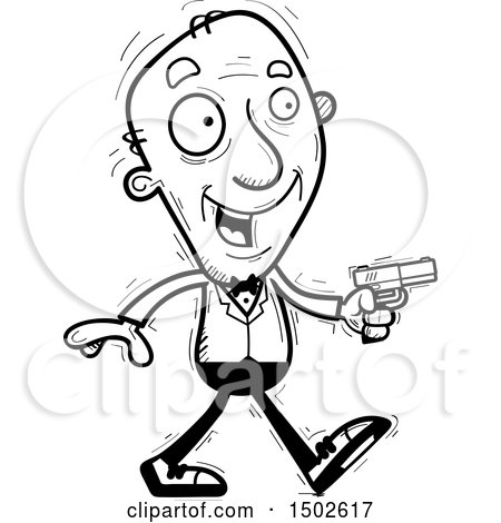 Clipart of a Walking  Senior Male Spy - Royalty Free Vector Illustration by Cory Thoman