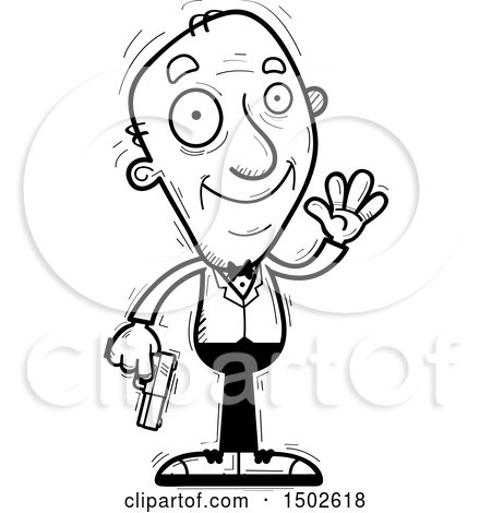 Clipart of a Waving  Senior Male Spy - Royalty Free Vector Illustration by Cory Thoman