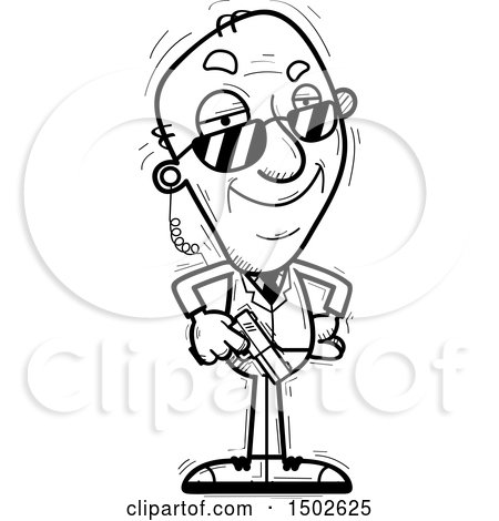 Clipart of a Confident  Senior Man Secret Service Agent - Royalty Free Vector Illustration by Cory Thoman