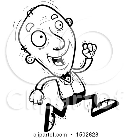 Clipart of a Running  Senior Man in a Tuxedo - Royalty Free Vector Illustration by Cory Thoman