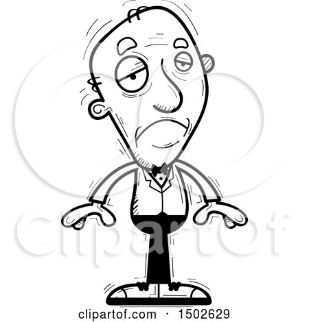 Clipart of a Sad  Senior Man in a Tuxedo - Royalty Free Vector Illustration by Cory Thoman