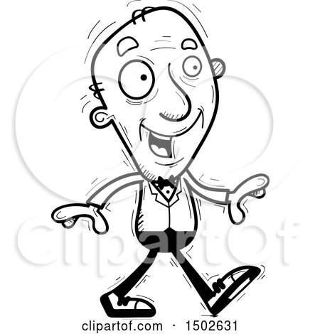 Clipart of a Walking  Senior Man in a Tuxedo - Royalty Free Vector Illustration by Cory Thoman