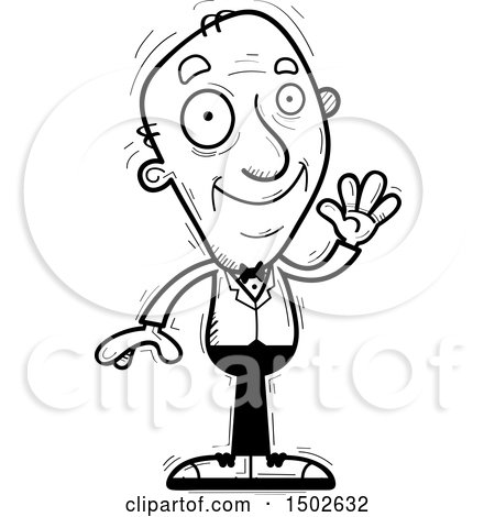 Clipart of a Waving  Senior Man in a Tuxedo - Royalty Free Vector Illustration by Cory Thoman