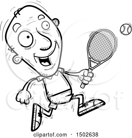Clipart of a Running  Senior Male Tennis Player - Royalty Free Vector Illustration by Cory Thoman