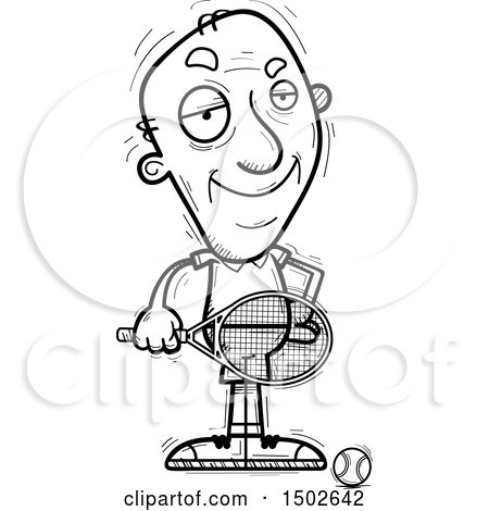 Clipart of a Confident  Senior Male Tennis Player - Royalty Free Vector Illustration by Cory Thoman