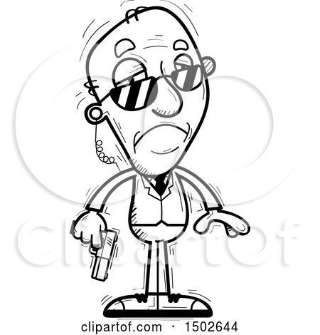 Clipart of a Sad  Senior Man Secret Service Agent - Royalty Free Vector Illustration by Cory Thoman