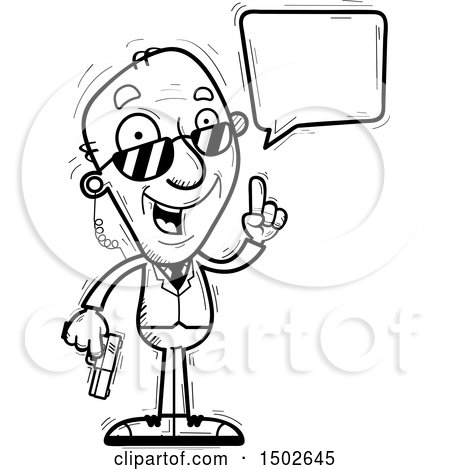 Clipart of a Talking  Senior Man Secret Service Agent - Royalty Free Vector Illustration by Cory Thoman