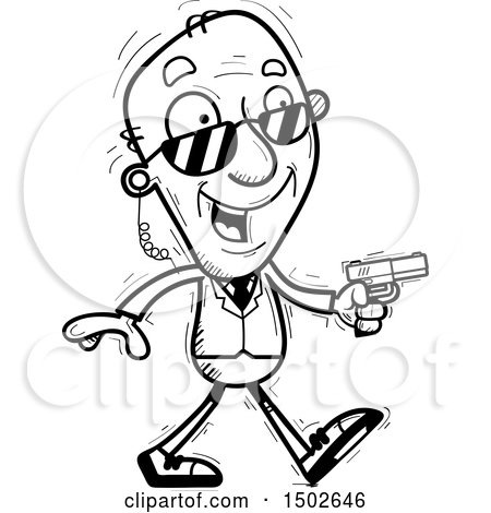 Clipart of a Walking  Senior Man Secret Service Agent - Royalty Free Vector Illustration by Cory Thoman