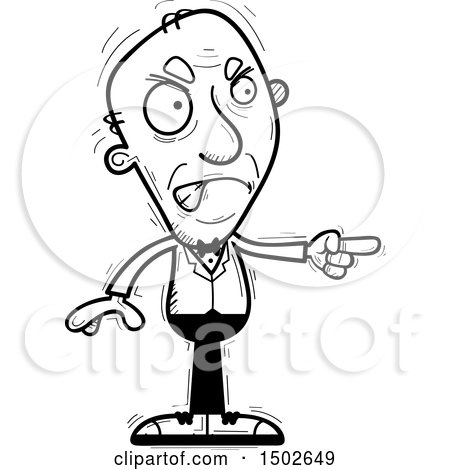 Clipart of a Mad Pointing  Senior Man in a Tuxedo - Royalty Free Vector Illustration by Cory Thoman