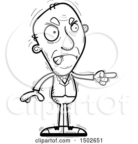 Clipart of a Mad Pointing  Senior Business Man - Royalty Free Vector Illustration by Cory Thoman