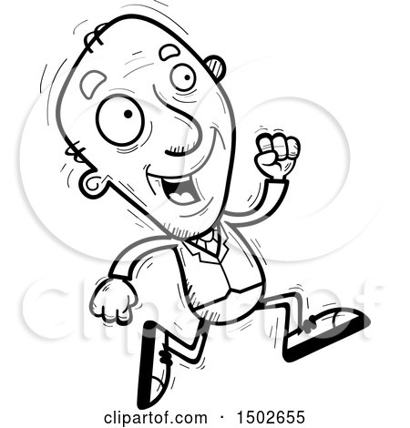 Clipart of a Running  Senior Business Man - Royalty Free Vector Illustration by Cory Thoman