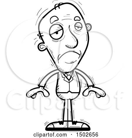 Clipart of a Sad  Senior Business Man - Royalty Free Vector Illustration by Cory Thoman