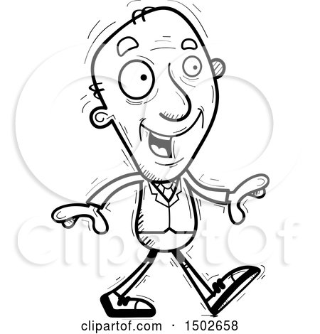 Clipart of a Walking  Senior Business Man - Royalty Free Vector Illustration by Cory Thoman