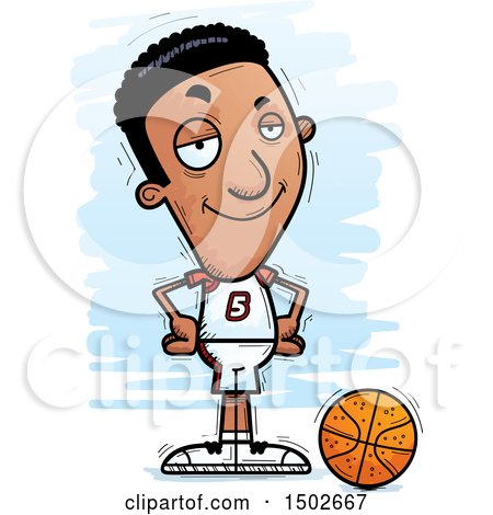 Clipart of a Confident Black Male Basketball Player - Royalty Free Vector Illustration by Cory Thoman
