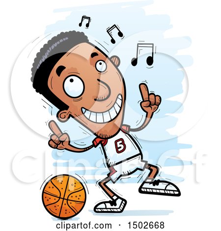 Clipart of a Black Male Basketball Player Doing a Happy Dance - Royalty Free Vector Illustration by Cory Thoman