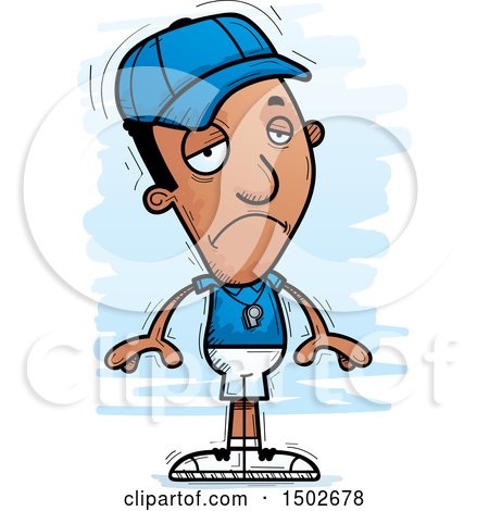 Clipart of a Sad Black Male Coach - Royalty Free Vector Illustration by Cory Thoman