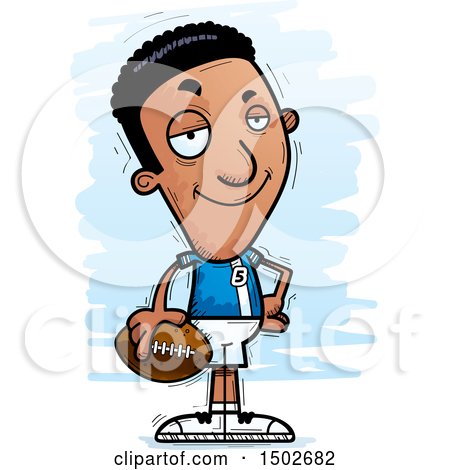 Clipart of a Confident Black Male Football Player - Royalty Free Vector Illustration by Cory Thoman