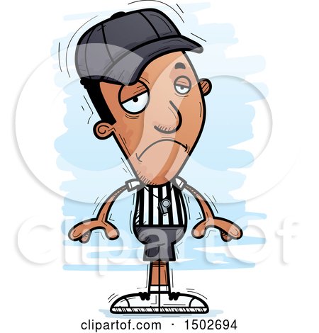 Clipart of a Sad Black Male Referee - Royalty Free Vector Illustration by Cory Thoman