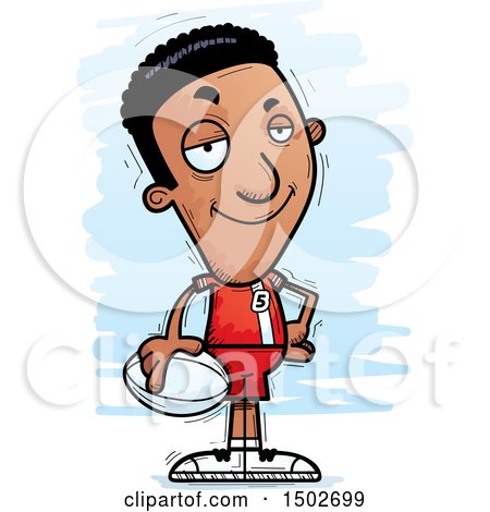Clipart of a Confident Black Male Rugby Player - Royalty Free Vector Illustration by Cory Thoman