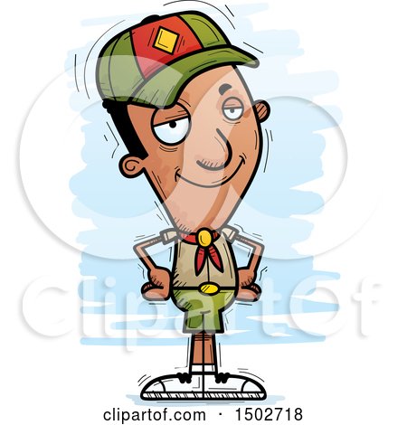 Clipart of a Confident Black Male Scout - Royalty Free Vector Illustration by Cory Thoman