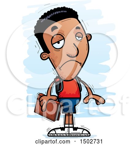Clipart of a Sad Black Male Community College Student - Royalty Free Vector Illustration by Cory Thoman