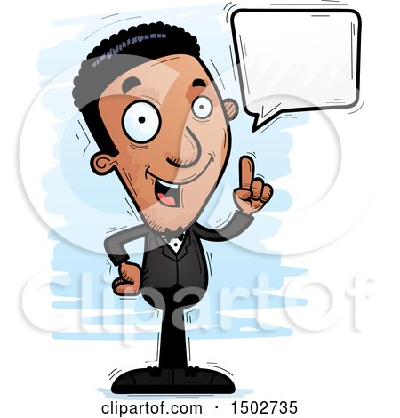 Clipart of a Talking African American Man in a Tuxedo - Royalty Free Vector Illustration by Cory Thoman