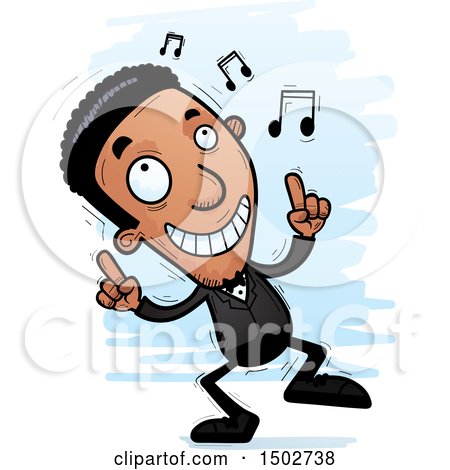 Clipart of a Dancing African American Man in a Tuxedo - Royalty Free Vector Illustration by Cory Thoman