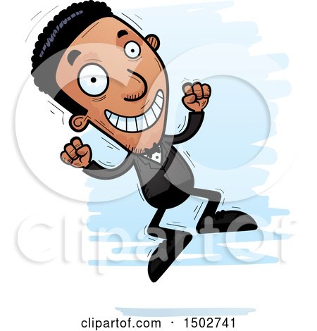 Clipart of a Jumping African American Man in a Tuxedo - Royalty Free Vector Illustration by Cory Thoman