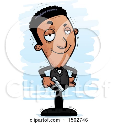 Clipart of a Confident African American Male Spy or Secret Service Agent - Royalty Free Vector Illustration by Cory Thoman