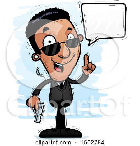 Clipart of a Talking African American Male Secret Service Agent - Royalty Free Vector Illustration by Cory Thoman