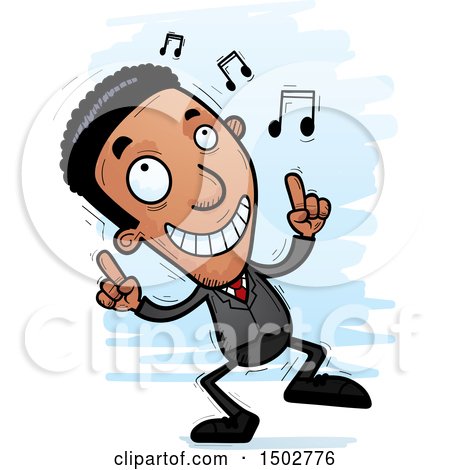 Clipart of a Dancing African American Business Man - Royalty Free Vector Illustration by Cory Thoman