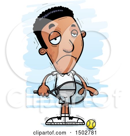 Clipart of a Sad African American Male Tennis Player - Royalty Free Vector Illustration by Cory Thoman