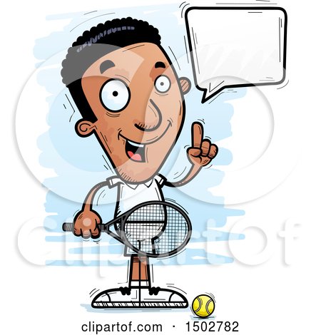 Clipart of a Talking African American Male Tennis Player - Royalty Free Vector Illustration by Cory Thoman