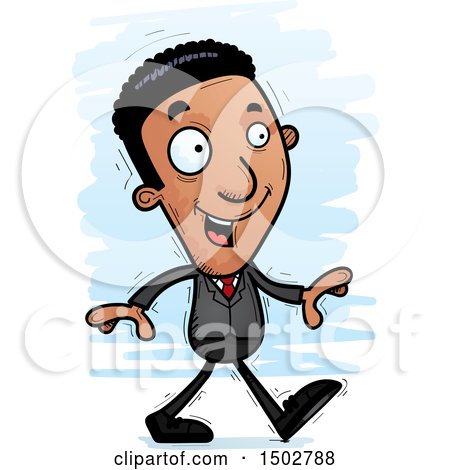 Clipart of a Walking African American Business Man - Royalty Free Vector Illustration by Cory Thoman
