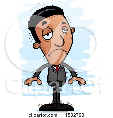 Clipart of a Sad African American Business Man - Royalty Free Vector Illustration by Cory Thoman