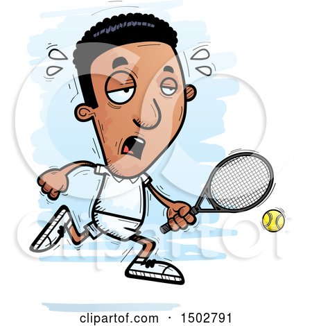 Clipart of a Tired African American Male Tennis Player - Royalty Free Vector Illustration by Cory Thoman